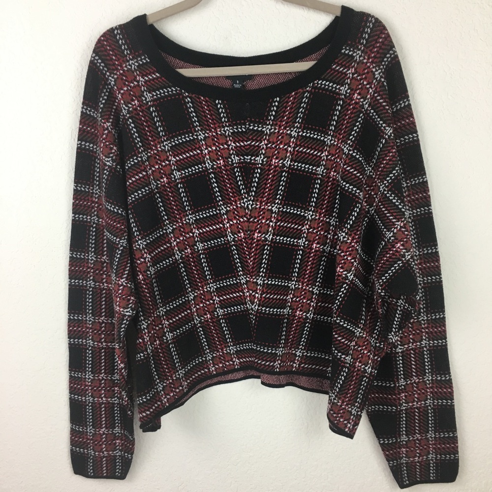 Torrid Soft Plaid Sweater Crop Tartan Oversized - Picture 3 of 6